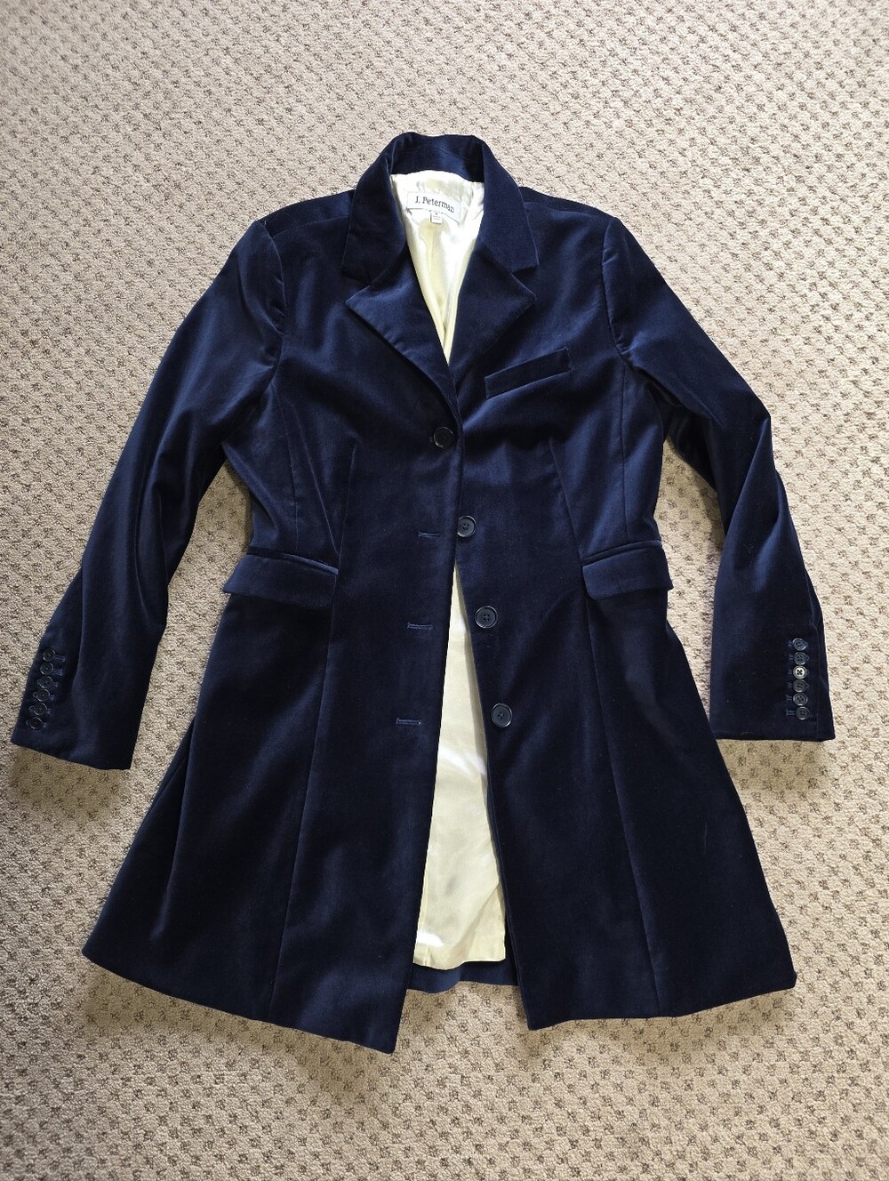 Vintage J. Peterman Navy Velvet Tailored Blazer-Coat